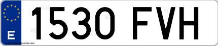 Ejemplo de matrícula de coche ordinaria 1530 FVH