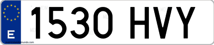 Ejemplo de matrícula de coche ordinaria 1530 HVY