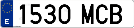 Ejemplo de matrícula de coche ordinaria 1530 MCB