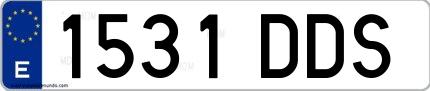Ejemplo de matrícula española 1531 DDS