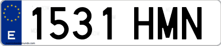 Ejemplo de matrícula de coche ordinaria 1531 HMN