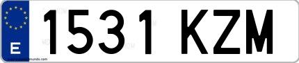 Ejemplo de matrícula española 1531 KZM