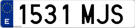 Ejemplo de matrícula de coche ordinaria 1531 MJS