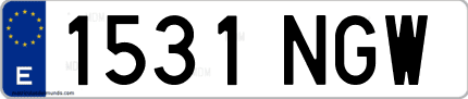 Ejemplo de matrícula de coche ordinaria 1531 NGW