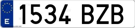 Ejemplo de matrícula española 1534 BZB