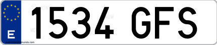 Ejemplo de matrícula de coche ordinaria 1534 GFS