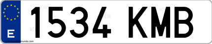 Ejemplo de matrícula de coche ordinaria 1534 KMB