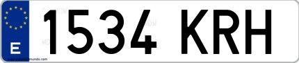 Ejemplo de matrícula española 1534 KRH