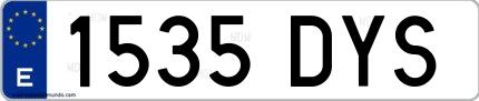 Ejemplo de matrícula española 1535 DYS
