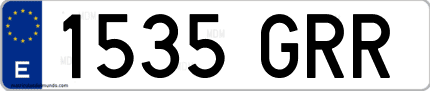 Ejemplo de matrícula de coche ordinaria 1535 GRR
