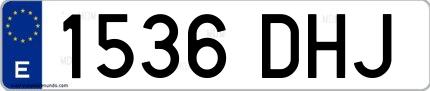 Ejemplo de matrícula española 1536 DHJ
