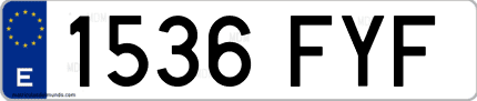 Ejemplo de matrícula de coche ordinaria 1536 FYF