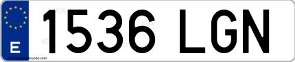 Ejemplo de matrícula española 1536 LGN