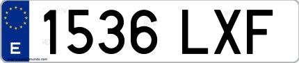 Ejemplo de matrícula española 1536 LXF