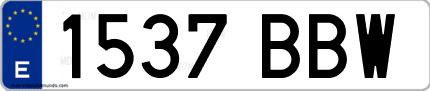 Ejemplo de matrícula de coche ordinaria 1537 BBW