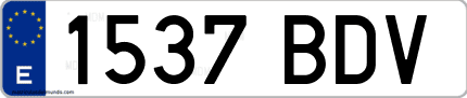 Ejemplo de matrícula de coche ordinaria 1537 BDV