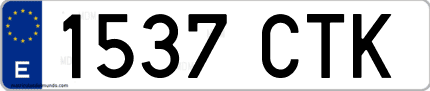 Ejemplo de matrícula de coche ordinaria 1537 CTK