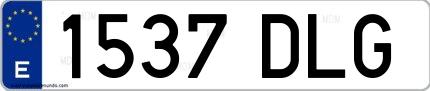 Ejemplo de matrícula de coche ordinaria 1537 DLG