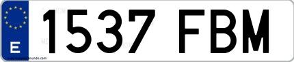 Ejemplo de matrícula de coche ordinaria 1537 FBM