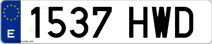 Ejemplo de matrícula de coche ordinaria 1537 HWD