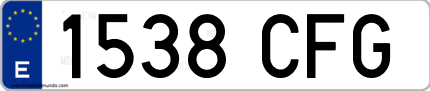 Ejemplo de matrícula de coche ordinaria 1538 CFG