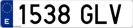 Ejemplo de matrícula española 1538 GLV