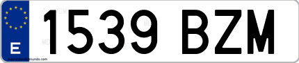 Ejemplo de matrícula de coche ordinaria 1539 BZM