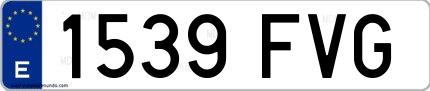 Ejemplo de matrícula de coche ordinaria 1539 FVG