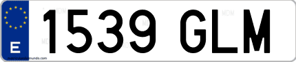 Ejemplo de matrícula de coche ordinaria 1539 GLM