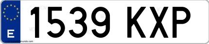 Ejemplo de matrícula española 1539 KXP