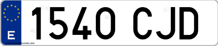 Ejemplo de matrícula de coche ordinaria 1540 CJD