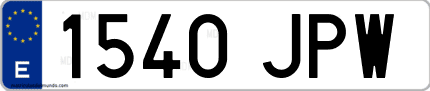 Ejemplo de matrícula de coche ordinaria 1540 JPW