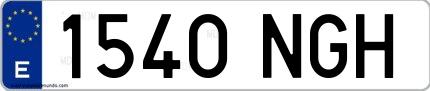 Ejemplo de matrícula española 1540 NGH
