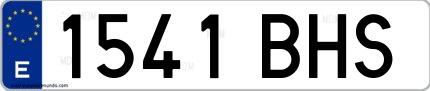 Ejemplo de matrícula española 1541 BHS