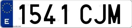 Ejemplo de matrícula española 1541 CJM