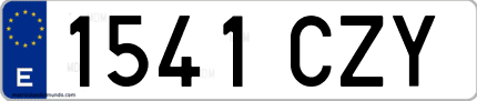 Ejemplo de matrícula de coche ordinaria 1541 CZY
