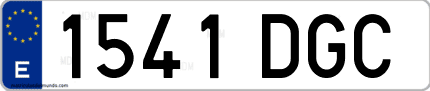 Ejemplo de matrícula de coche ordinaria 1541 DGC