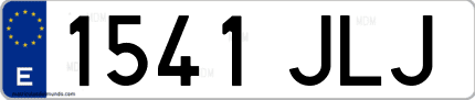 Ejemplo de matrícula de coche ordinaria 1541 JLJ