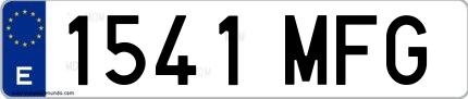 Ejemplo de matrícula española 1541 MFG