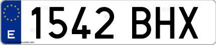 Ejemplo de matrícula de coche ordinaria 1542 BHX