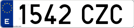 Ejemplo de matrícula de coche ordinaria 1542 CZC