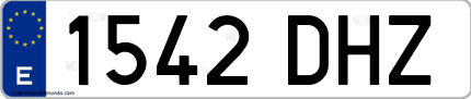 Ejemplo de matrícula de coche ordinaria 1542 DHZ