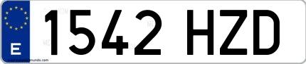 Ejemplo de matrícula española 1542 HZD
