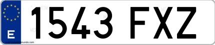 Ejemplo de matrícula española 1543 FXZ