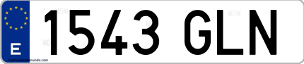 Ejemplo de matrícula de coche ordinaria 1543 GLN