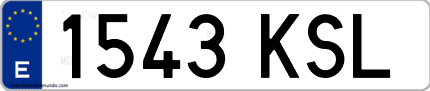 Ejemplo de matrícula de coche ordinaria 1543 KSL