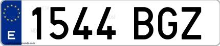 Ejemplo de matrícula española 1544 BGZ