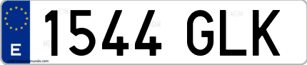 Ejemplo de matrícula de coche ordinaria 1544 GLK