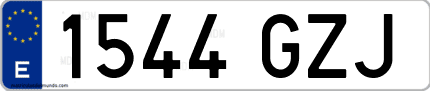 Ejemplo de matrícula de coche ordinaria 1544 GZJ