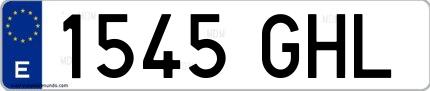 Ejemplo de matrícula de coche ordinaria 1545 GHL